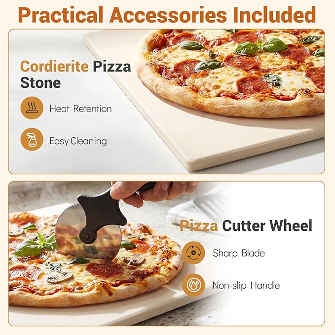 COSTWAY 1700W Electric Pizza Oven Indoor, 6 Presets & 2-Min Rapid Baking Heats up to 750℉, Countertop Pizza Oven for 12” Pizzas with Pizza Stone & Cutter Wheel for Home Kitchen