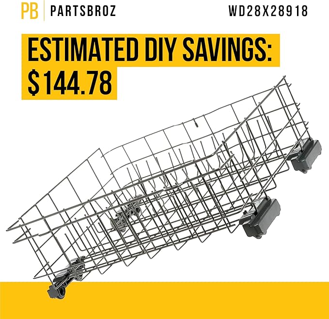 PartsBroz WD28X28918 Lower Rack Assembly - Compatible With General Electric Dishwasher - Replaces AP7020320 PS16618974 WD28X10371 WD28X10372 WD28X21715 WD28X22358 WD28X22659 WD28X25958 WD28X10349