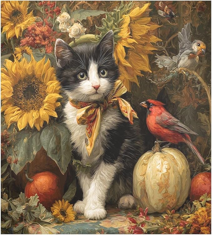 Fall Cat Yellow Sunflowers Dishwasher Magnet Cover Front Door Magnetic Dishwasher Cover Decorative Refrigerator Magnet Covers Appliances Stickers for Home Kitchen, 23" x 26"