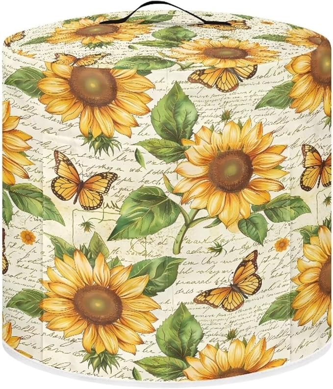 Fashion Sunflower Instant Pot Accessories Flower Kitchen Appliance Covers Air Fryer Storage Cover Cover for Appliances with Handle and Pocket Portable Convenient M