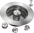 Sink Drain Strainer 3 in 1, 304 Stainless Steel Pop Up Sink Stopper, Anti-Clogging Sink Strainer, Kitchen Sink Strainer, Drain Cover and Kitchen Accessories for US Standard Sink(Silver)