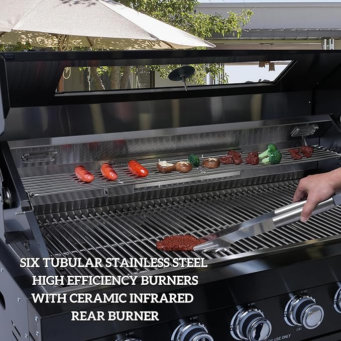 104 Inch Deluxe Stainless Steel Natural Gas Outdoor Kitchen Island Grill - 4-Burner 72000 BTU, 4 modular units for flexible and versatile combinations, Black
