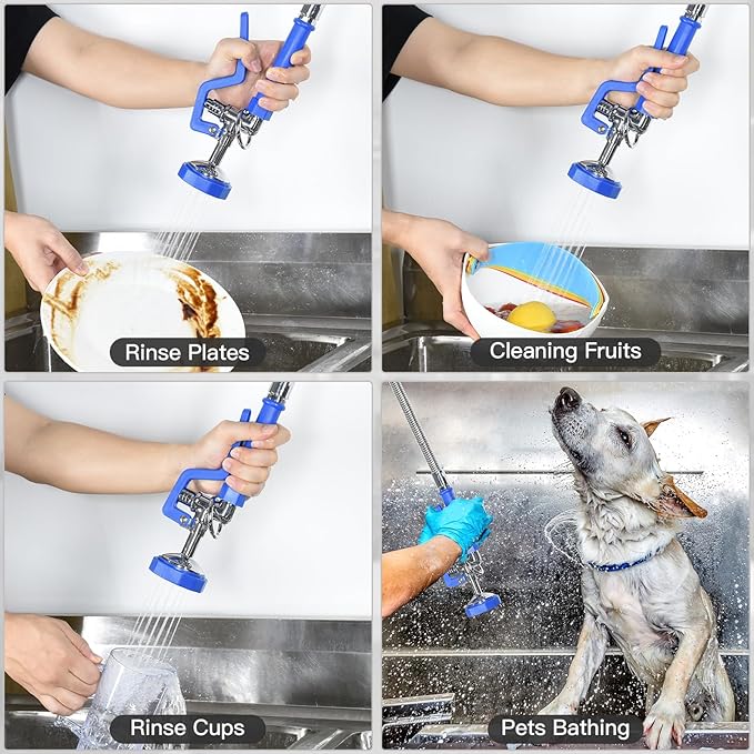 Commercial Dishwasher Sprayer for Kitchen Sink: Akwadu Pre Rinse Sprayer Head for Commercial Faucets - High Pressure Dish Sprayers Replacement for Restaurant Cleaning (Blue)