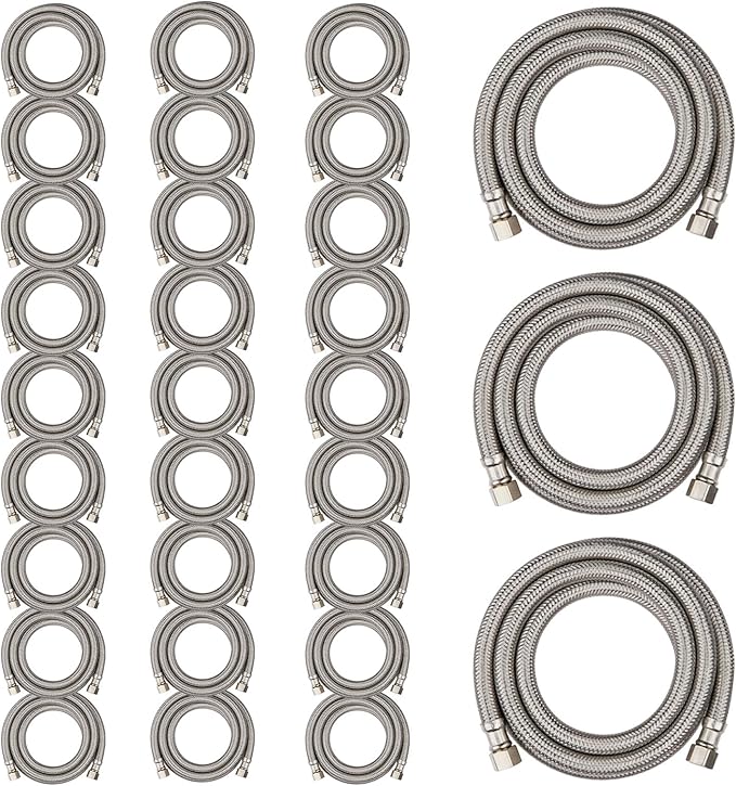 30 Pack Foskan 6FT Dishwasher Installation Kit,With Compression Connection,Stainless Steel Supply Line For Standard Dishwashers （6FT）