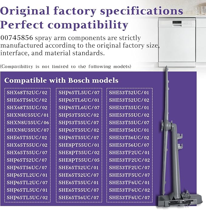 00745856 Dishwasher Upper Spray Arm Assembly Compatible with Bosch,00745856 Spray Arm Replacement 745856 3279216 AP5691325 PS8737036 EAP8737036 ﻿