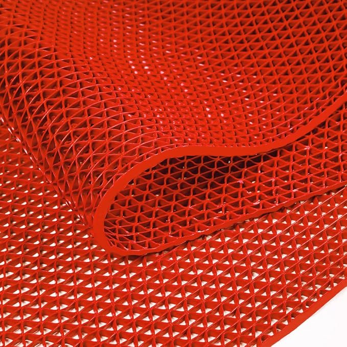 WochiTV Non Slip Drainage Mats PVC Pool Floor Mat 0.23'' Thick Outdoor Indoor Parking Space Mat for Bathroom Garage Basement Backyard Commercial Kitchen 3x10Ft Red