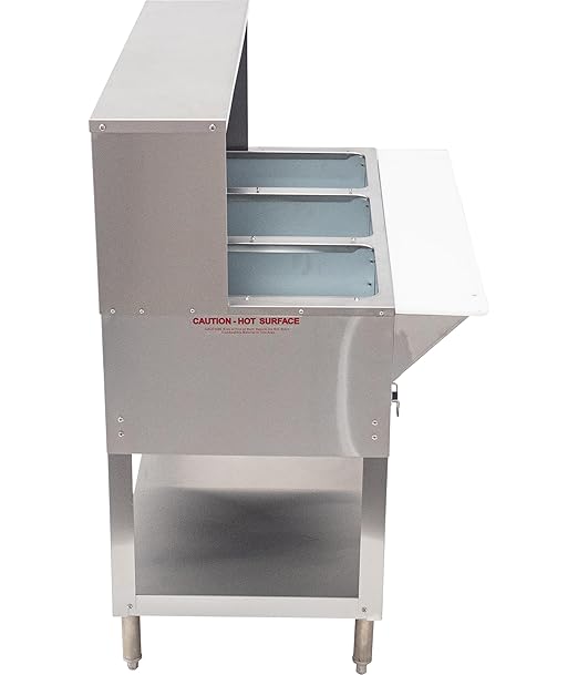 Kratos Commercial Electric Steam Table/Hot Food Table with Overshelf and Sneeze Guard, 3 Wells, Stainless Steel, Stationary, NSF, 120V (28W-192)