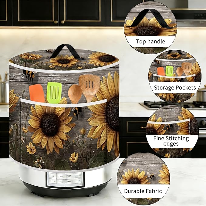 Air Fryer Dust Cover with Top Handle and Storage Bag, Compatible with Rice Cookers, Pressure Cookers, Slow Cookers and Air Fryers, Available in 3-Quart, 6-Quart and 8-Quart Sizes.