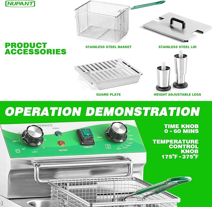 24L/25.4QT Commercial Deep Fryer with 2 Baskets and Lids, 110V Electric Fryer with Oil Filtration and Timer, Stainless Steel Large Double Tank Fryer Countertop Deep Fryer for Restaurant 3500W