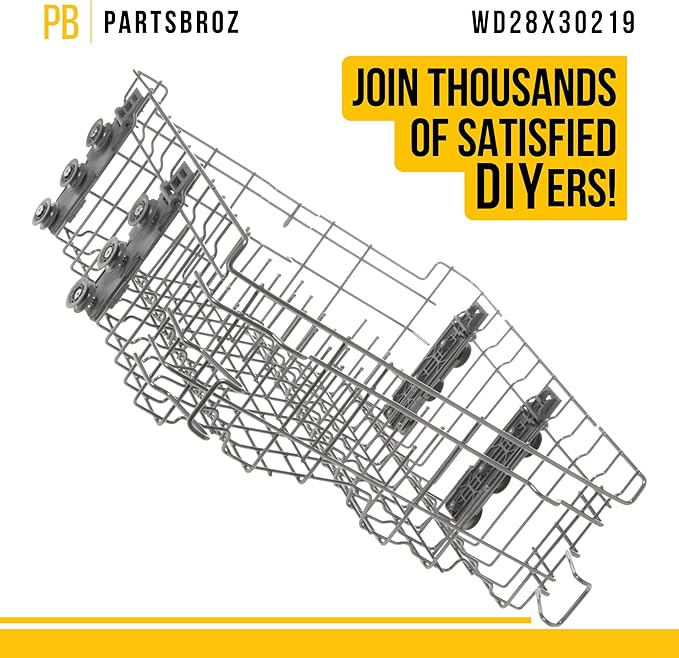 PartsBroz WD28X35779 WD28X30219 Dishwasher Upper Rack Assembly - Compatible With General Electric Hotpoint Haier - Replaces AP7034202 PS16618975 WD28X25018 WD28X26098 WD28X10347 WD28X10348 WD28X22676