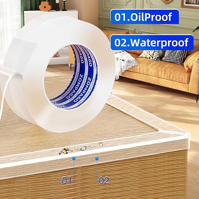 Clear Baby Edge & Corner Protector Strip - 2 Rolls,1.18 in × 9.84 FT Self-Adhesive Safety Bumper, Transparent Anti-Collision Guard for Table,Cabinet, Furniture & Wall | Baby Proofing Essential