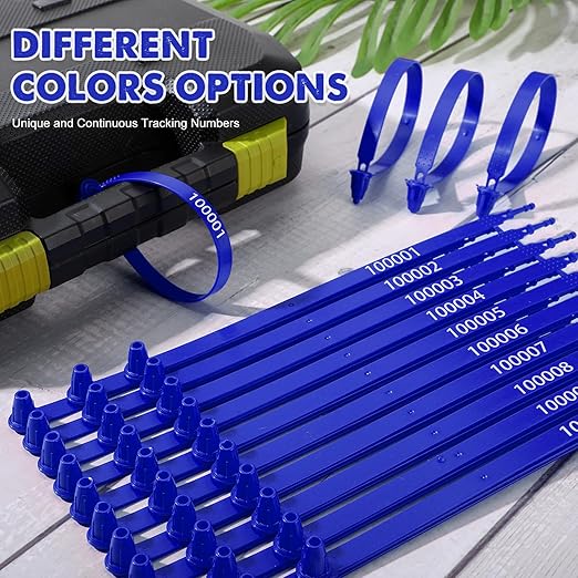 Roowest 1000 Pcs Plastic Truck Trailer Door Seals, Tamper Evident Security Tags, Numbered Safety Disposable Locks for Container Logistics Transport Package Shipping(Blue)