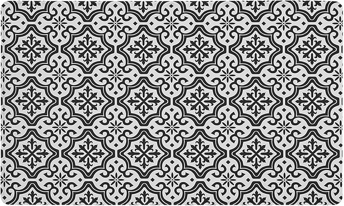 Kitchen Mats Anti Fatigue Floor Rugs 18x30x1/2-Inch Comfort Standing Rugs Non Slip Waterproof for Laundry Bath Room Garages (White/Black)