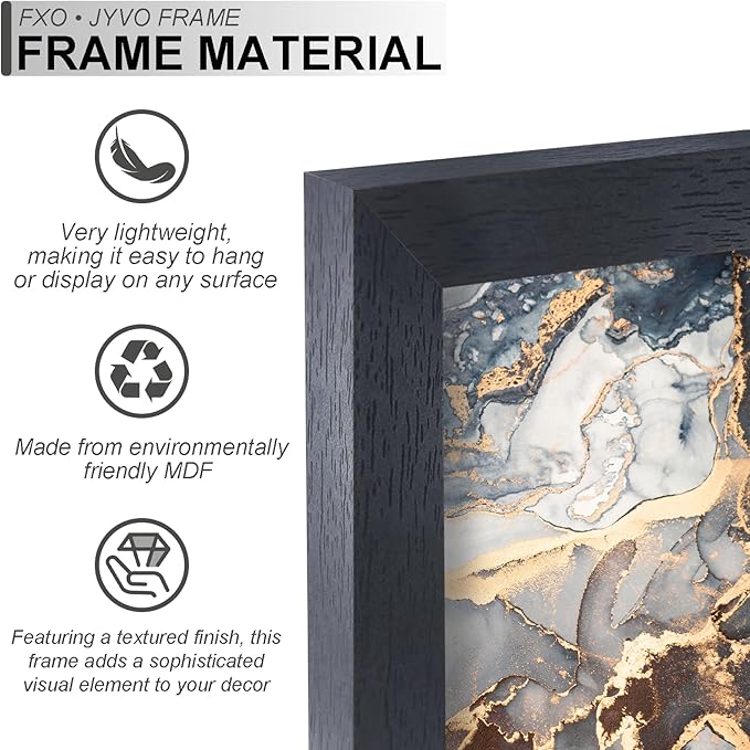Engineered Wood 6x10 Picture Frame Set of 6, Black Frame for 6 x 10 Inch Picture Poster Photo, Light Weight 6 by 10 Frame with Wood-grain for Wall - 6 Pack/Black/6"x10"