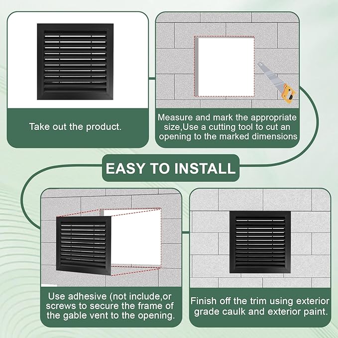 16"x16" Aluminum Alloy Gable Vent, Filter Screen for Removable, Elevate Aesthetics and Air Quality, Ideal for Attic and Shed Ventilation, Premium Black Square Vents in Sleek, Vent Opening: 14"x14"