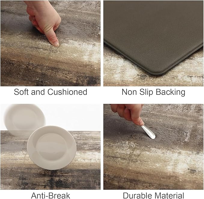 MAYHMYO Anti Fatigue Kitchen Mat - Set of 2 - Taupe Abstract Art Comfort Mats - Cushioned, Non Slip Floor Mat,17.3 x 29 x 0.4 inch + 17.3 x 59 x 0.4 inch