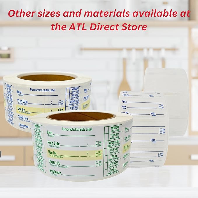 2x1 Dissolvable Food Labels, 1000 Label Stickers, Bottle Labels for Storage Bins, Sticker Labels for Food containers (1000, Green)