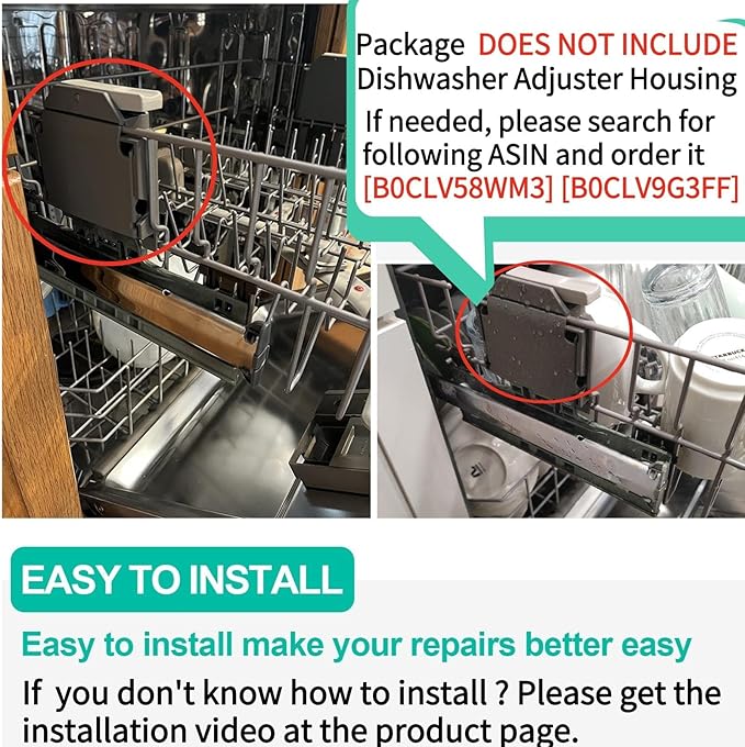 UPGRADED W10350375 Dishwasher Top Rack Adjuster Parts Replacement for Whirlpool Dishwasher Parts WDT730PAHZ0 WDT750SAHZ0 WDTA50SAHZ0 WDT970SAHZ0 Upper Rack Parts,Fits Kenmore Dishwasher Top Rack Parts