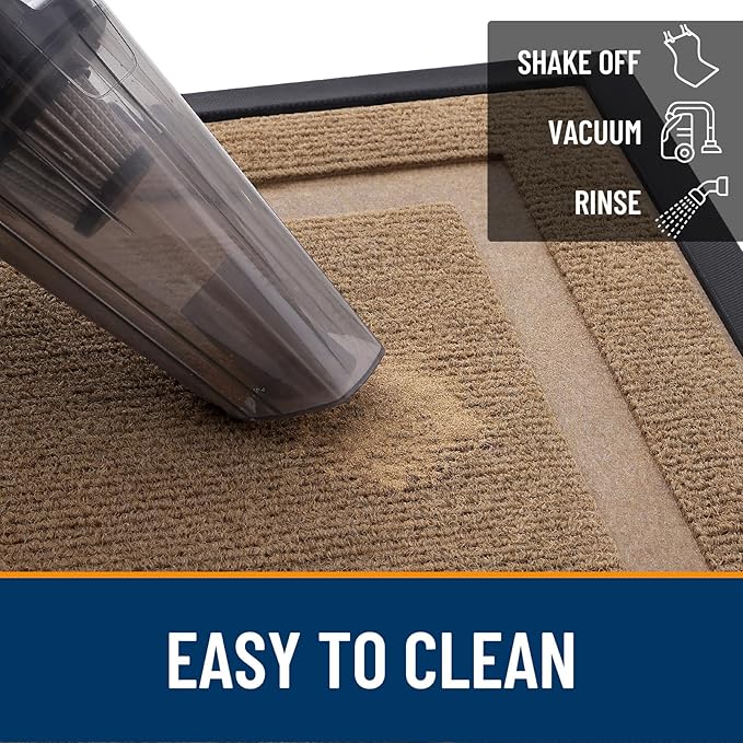 OLANLY Front Door Mat Indoor Outdoor Entrance, Waterproof All-Season, All-Weather Doormat, Sturdy Natural Rubber, Fade Resistant, Low Profile, Easy Clean Patio Porch Entryway Mat, 59x30, Light Borwn