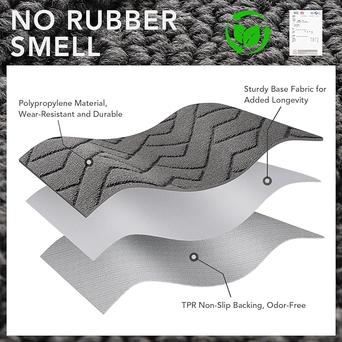 hicorfe Front Door Mat Outside Entrance,32"x40" Absorbent Muddy Dirt Resist Welcome Door Mats Outdoor Indoor,Stain and Fade Resistant,Non Slip Backing Entry Mat Doormat for Entryway(Grey)