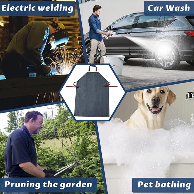 Thick Rubber Apron,Professional Waterproof Chemical Oil Resistant Aprons for Dishwashing,Dog Grooming,Butcher(1 pack)