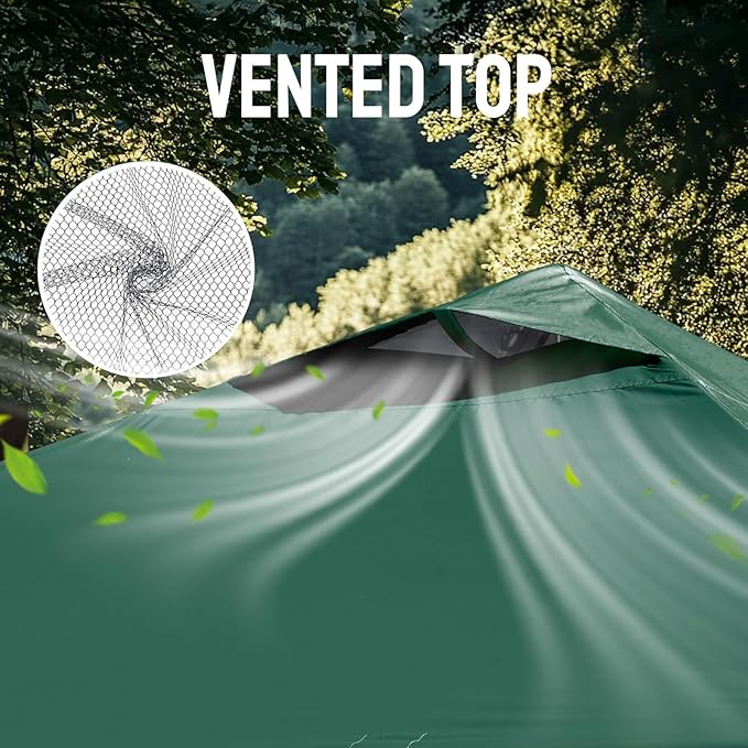 CROWN SHADES 10x10 Pop Up Canopy - Patented Center Lock One Push Instant Outdoor Canopy Beach Tent with STO-N-Go Bag 8 Stakes & 4 Sand Bags，Forest Green