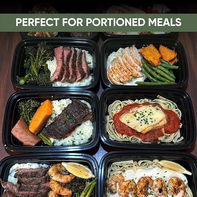 38 oz 50 Pack Meal Prep Containers BPA Free Leakproof Stackable Food Storage Containers with Lids, Microwave & Dishwasher Freezer Safe Reusable To Go Containers Bento Box Style Take Out Clear Plastic
