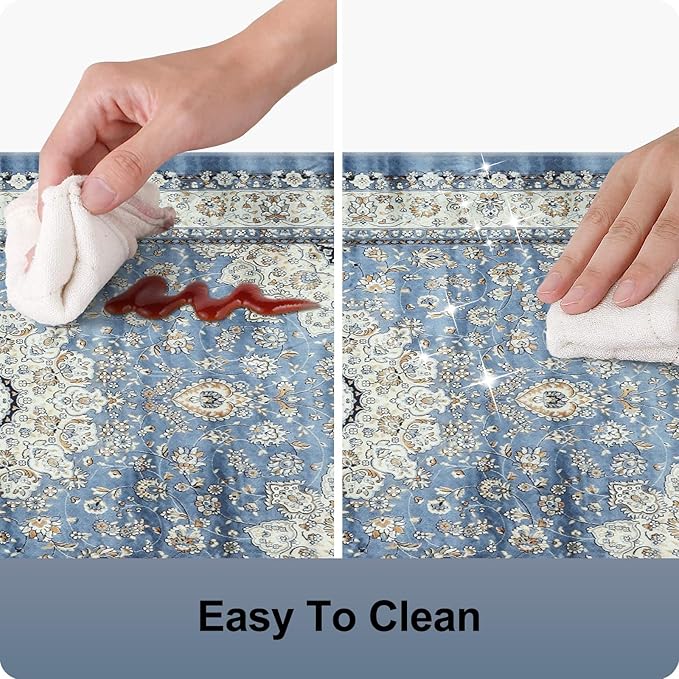 Collive Kitchen Rugs Anti Fatigue, Cushioned Kitchen Floor Mats Waterproof, Non Skid Comfort Standing Mats for Office, Sink, Laundry, 17”x59”, Blue