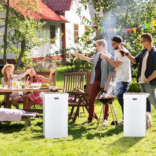 Nosiny 30 Pcs 50 Gallon Corrugated Cardboard Trash Cans for Events, Disposable and Reusable Cardboard Bin Bulk with Trash Bag, Recycling Pop-up Garbage Box, Foldable Waste Container for Party (White)