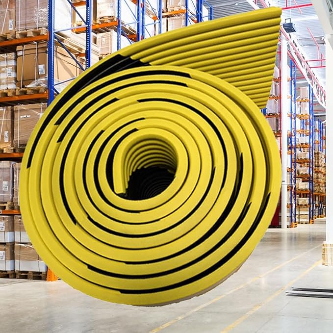 Heavy Duty Wall & Corner Guards 5m Corrugated Self-Adhesive NBR Rubber Protection with Yellow/Black Stripes for Parking Columns & Garage Safety(5PCS,10 cm)