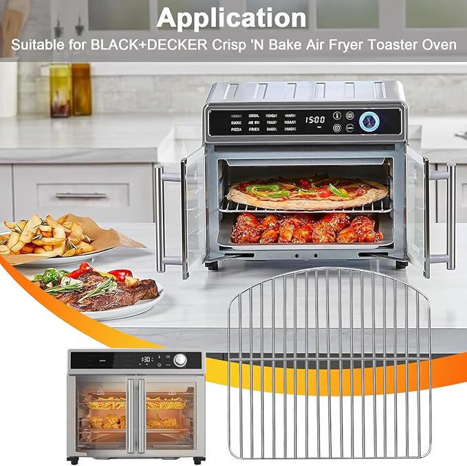Countertop Toaster Oven Accessories for BLACK+DECKER Crisp 'N Bake Air Fryer Toaster Oven, 12.4×12.2 IN Food Grade Stainless Steel Toaster Oven Replacement Parts Wire Rack, Dishwasher Safe