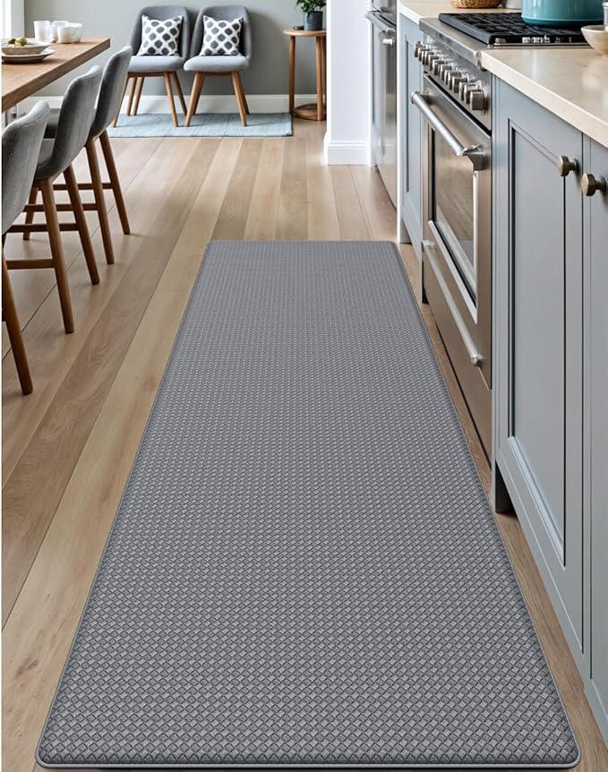 DEXI Kitchen Floor Mats Cushioned Anti Fatigue, 23x59, Large Wide Standing Runner Rug Waterproof, Comfort Memory Foam Padded for Front Sink Laundry, Grey