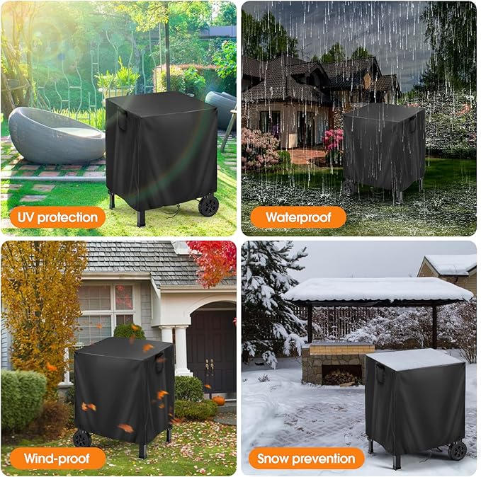 Outdoor Prep Table Cover for Inkmin Double-Shelf Movable Dining Cart Table, Patio Bar Cart Cover, Waterproof Outdoor Grill Cart Covers Pizza Oven Covers - 27 x 22 x 30 Inch