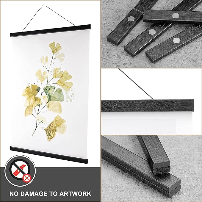 WITCOLOR Magnetic Poster Hanger Frame, Black Magnet Poster Frame 18x24 18x12 18x18 for Posters, Kids Paintings, Photos, Maps, Scrolls, Picture, Canvas Works and Art Prints(18")