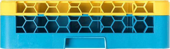 CFS RG25-1C411 OptiClean 25 Compartment Glass Rack with 1 Extender, 5.56", Polypropylene, Yellow/CFS Blue