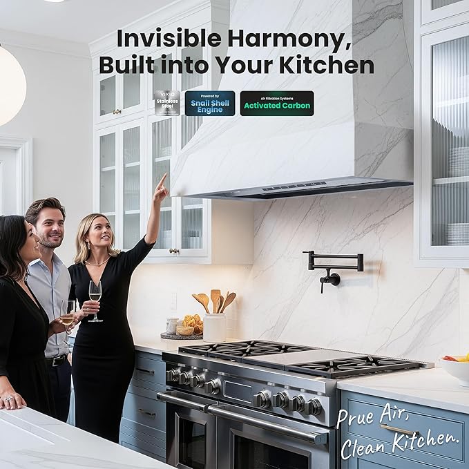 Range Hood Insert 30 Inch,Built-in Kitchen Hood with 980 CFM, Ducted/Ductless Convertible Duct,Stainless Steel Kitchen Vent Hood/Gesture/Touch Control, 2 Pcs Baffle Filters with Handlebar