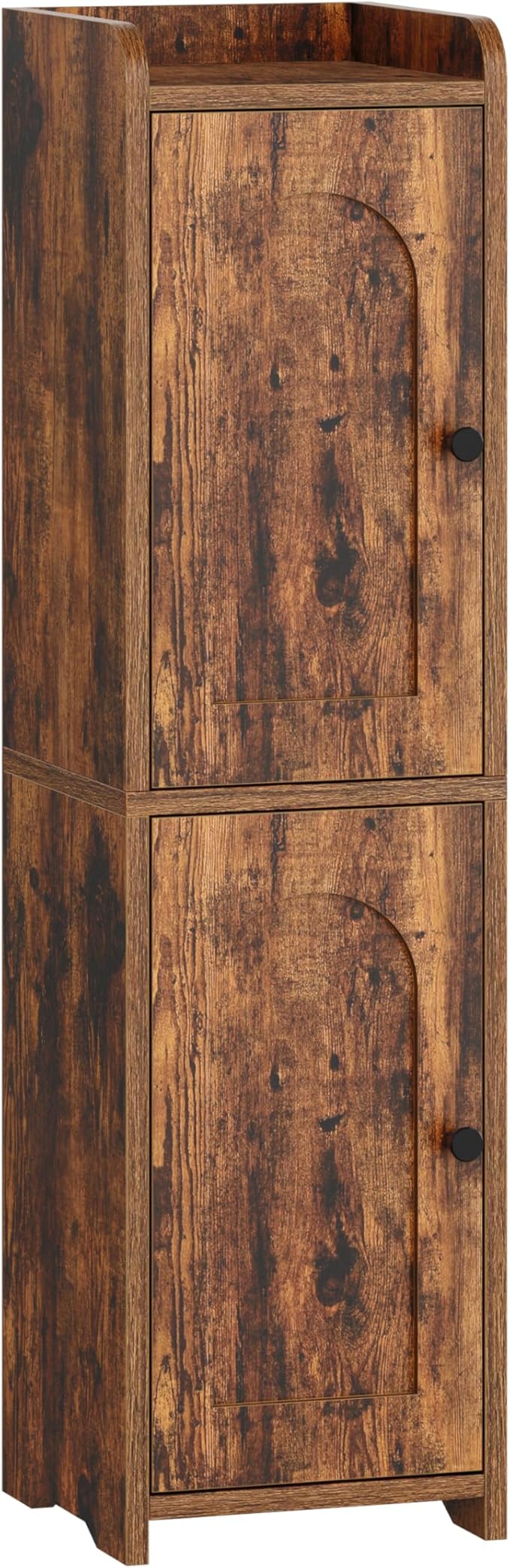 Bathroom Storage Cabinet, Small Corner Floor Cabinet with 2 Doors and Adjustable Shelf, Narrow Toilet Paper Cabinets, Bathroom Organizer for Small Spaces, 7.9"D x 7.9"W x 29.5"H Rustic Brown