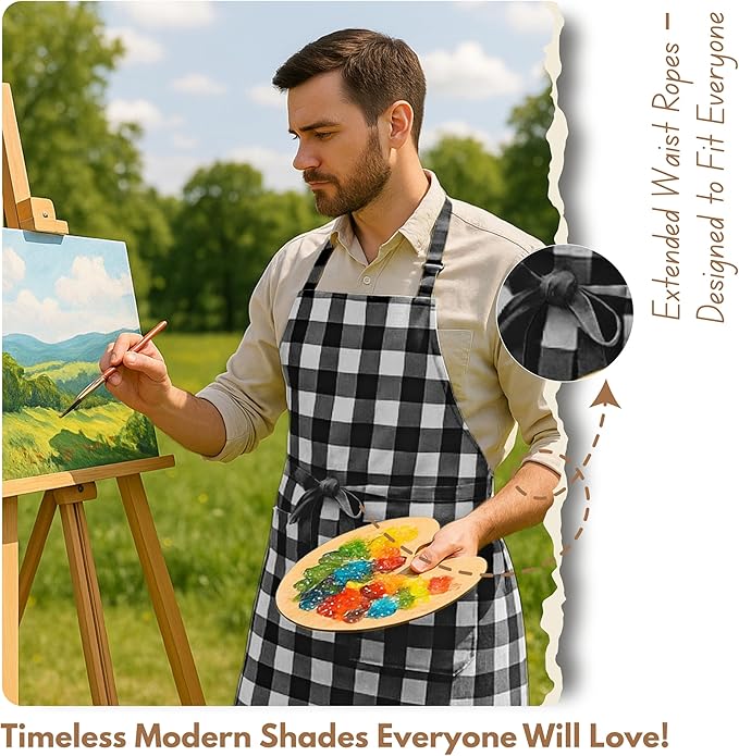 Native Fab Kitchen Apron 2 Pack - 100% Cotton Adjustable, Durable Apron with Pockets, Perfect for Cooking, Baking, Grilling