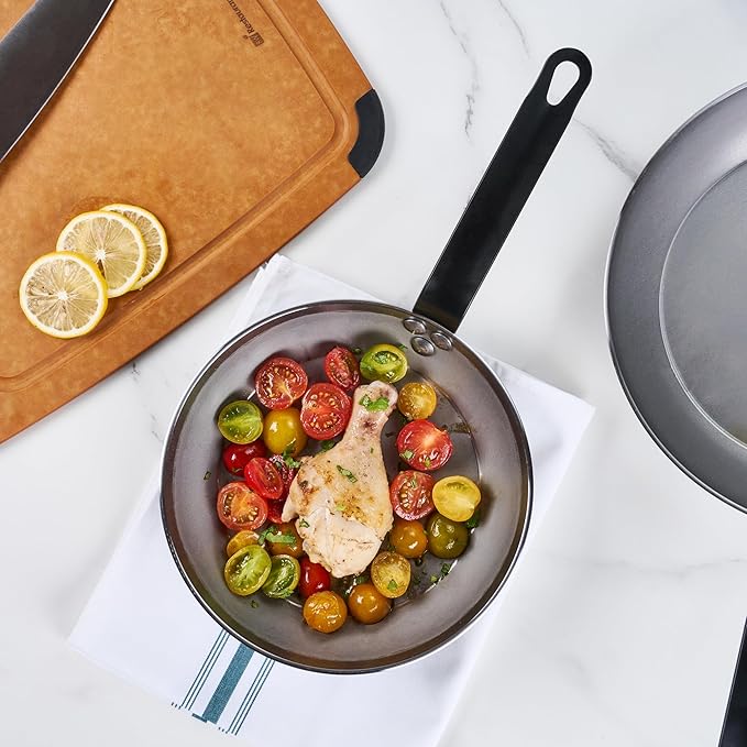 Restaurantware Fry Pan 1 Pack of 8.6 Inches Carbon Steel Non-Stick Searing Pan With Ergonomic Handle Silver For Sauteing and Omelets