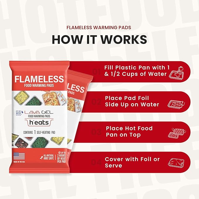 Flame-Free Catering Heat Pads & Buffet Kits – Sustainable Natural Mineral Food Warming Solution for Full & Half Pans (Party Kit/Pack of 12)