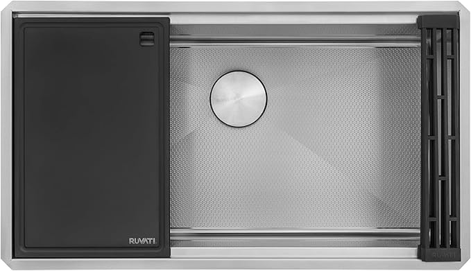 Ruvati Hex Bottom 33-inch Workstation Scratch Resistant Embossed Texture Kitchen Sink Stainless Steel - RVH8633