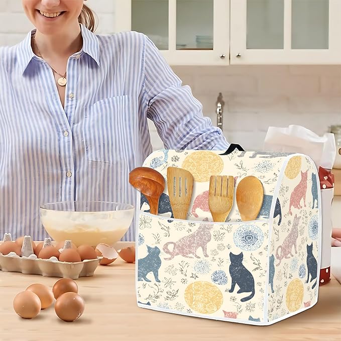 Mixer Dust Cover for 6-8 Qt Stand Mixer, Cloth Cover with 2 Storage Pockets for Stand Mixer Protective Covers Large for 6-8 Quart Mixer