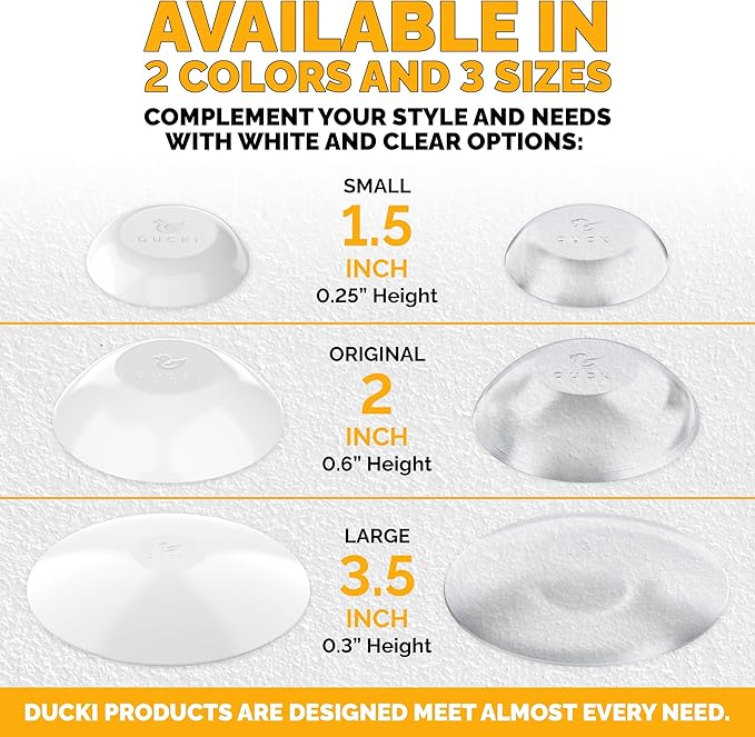 Ducki Door Stop Wall Protectors, 8 Pack White, Self Adhesive Reusable Solution for Stopping Wall Damage & Noise from Doors, Refrigerators, & in Your Home or Office, Durable Shock Absorbent & Discreet