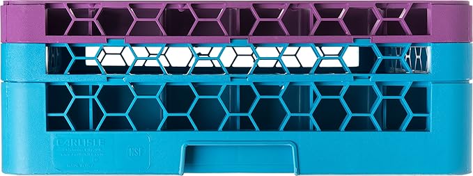 CFS RG36-2C414 OptiClean 36 Compartment Glass Rack with 2 Extenders, 7.12", Polypropylene, Lavender/CFS Blue