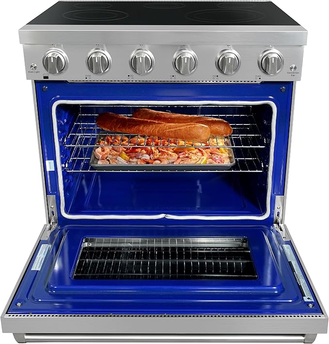 CT Copper Tailor 36 Inch Electric Range with Convection Oven,6.0 cu. ft. Capacity,5 Cooktop Elements, Freestanding Oven, in Stainless Steel