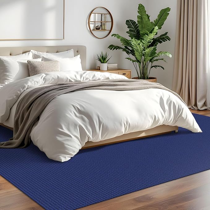 IOHOUZE Washable Area Rug 6x9 Non Slip Rugs for Living Room, Dining Room Rugs Bedroom Rug, Woven Braided Indoor Floor Carpet for Living Room Nursery Office, Royal Blue/Navy