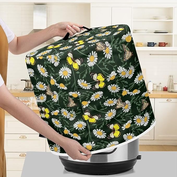 TODIYADDU Daisy Butterfly Pressure Cooker Cover for Women - Instant Pot Cover with Top Handle and Pocket - 3 Quart - Extra Accessories Gifts