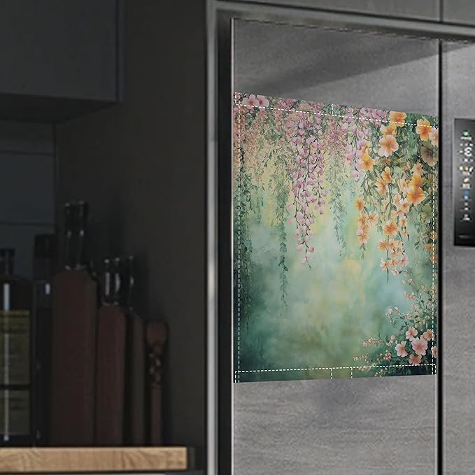 Dishwasher Magnet Cover,Abstract Flowers Dishwasher Cover Magnetic Spring Floral Home Appliances Refrigerator Decorative 23" x 26"