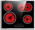 24 Inch Electric Cooktop 4 Burners, Pladeca 6600W Electric Stove Touch Control, 220-240V Built-in Radiant Stove Top with Safety Lock, Timer, Pause Control, Extended Zone, Hard Wire(No Plug)