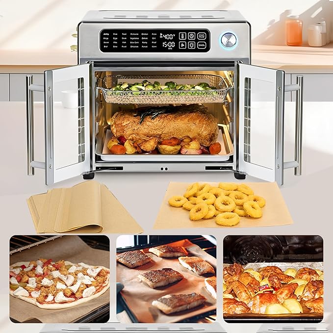 Air Fryer Liners Disposable for Emeril Lagasse 26 QT Extra Large Air Fryer, 120 PCS Unbleached Parchment Paper Sheets Accessories for Emeril Lagasse 26 Qt Toaster Oven